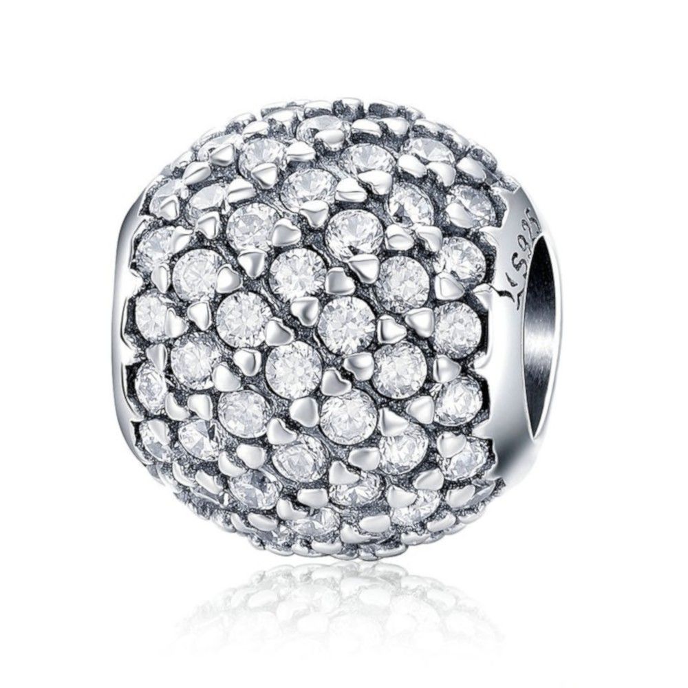 Sterling silver charm Crystal round