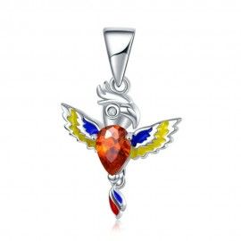 Sterling silver pendant charm Colorful parrot