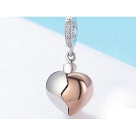 Sterling silver pendant charm Heart with key