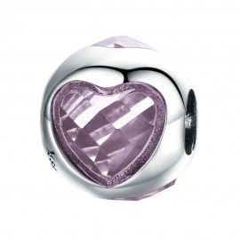 Charm in argento Amore cuore rosa