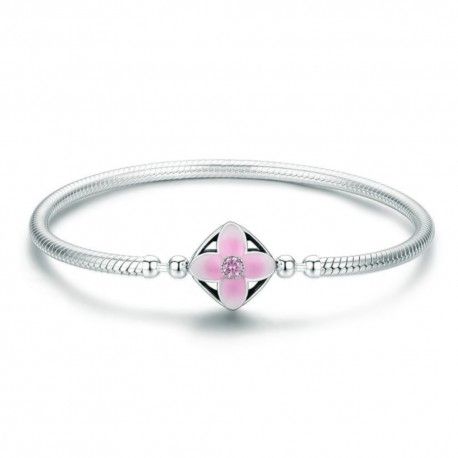 Sterling silver charm bracelet Flower square