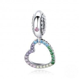 Charm pendente in argento Cuore arcobaleno