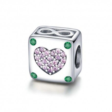 Sterling silver charm Infinity love in square heart