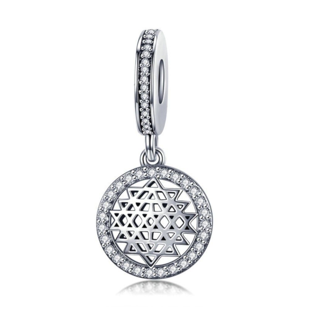Sterling silver pendant charm Geometric round