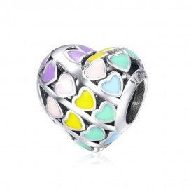 Sterling silver charm Rainbow heart
