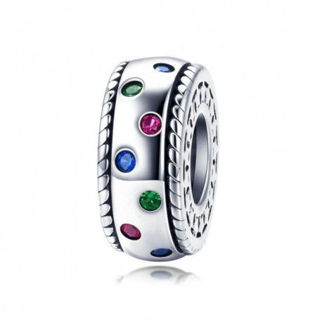 Sterling silver spacer Colorful rainbow