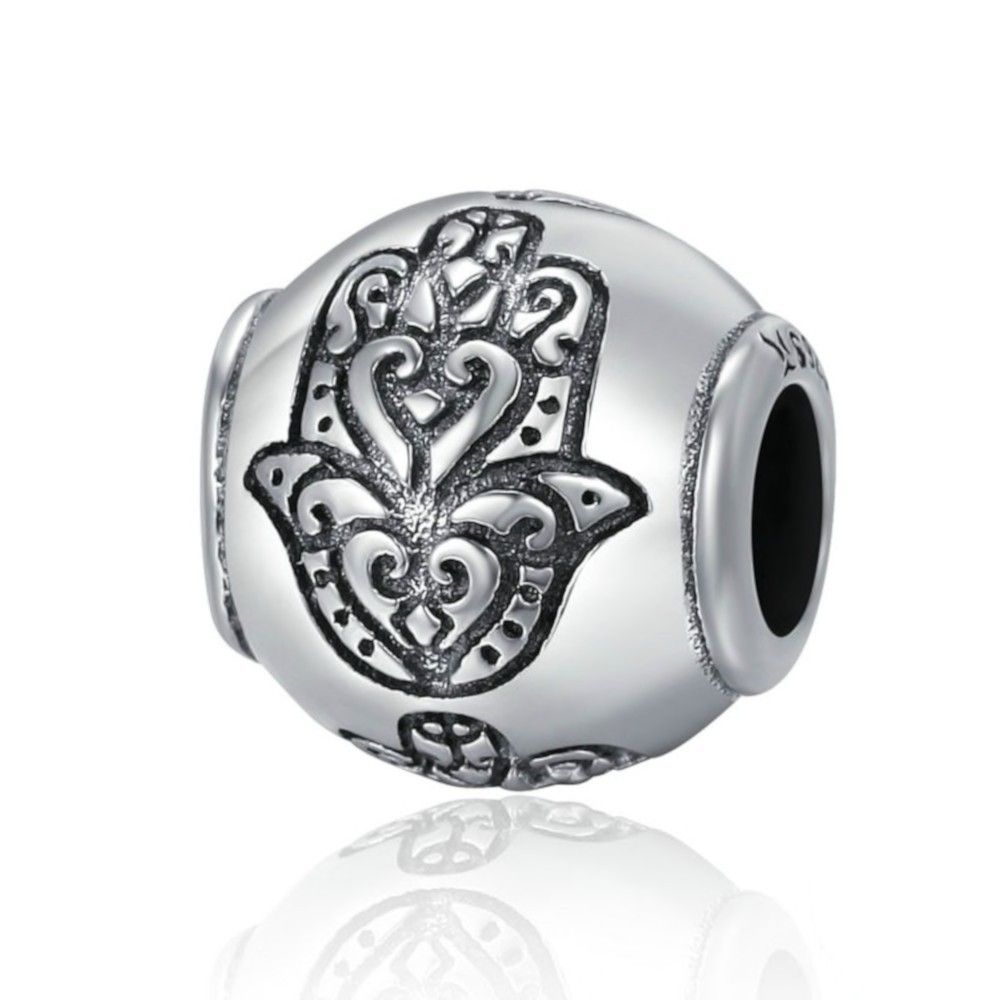 Sterling silver charm Ball with fatima hand