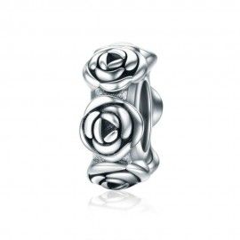 Zilveren spacer Romantische rozen