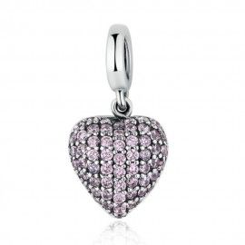 Sterling silver pendant charm Pink heart