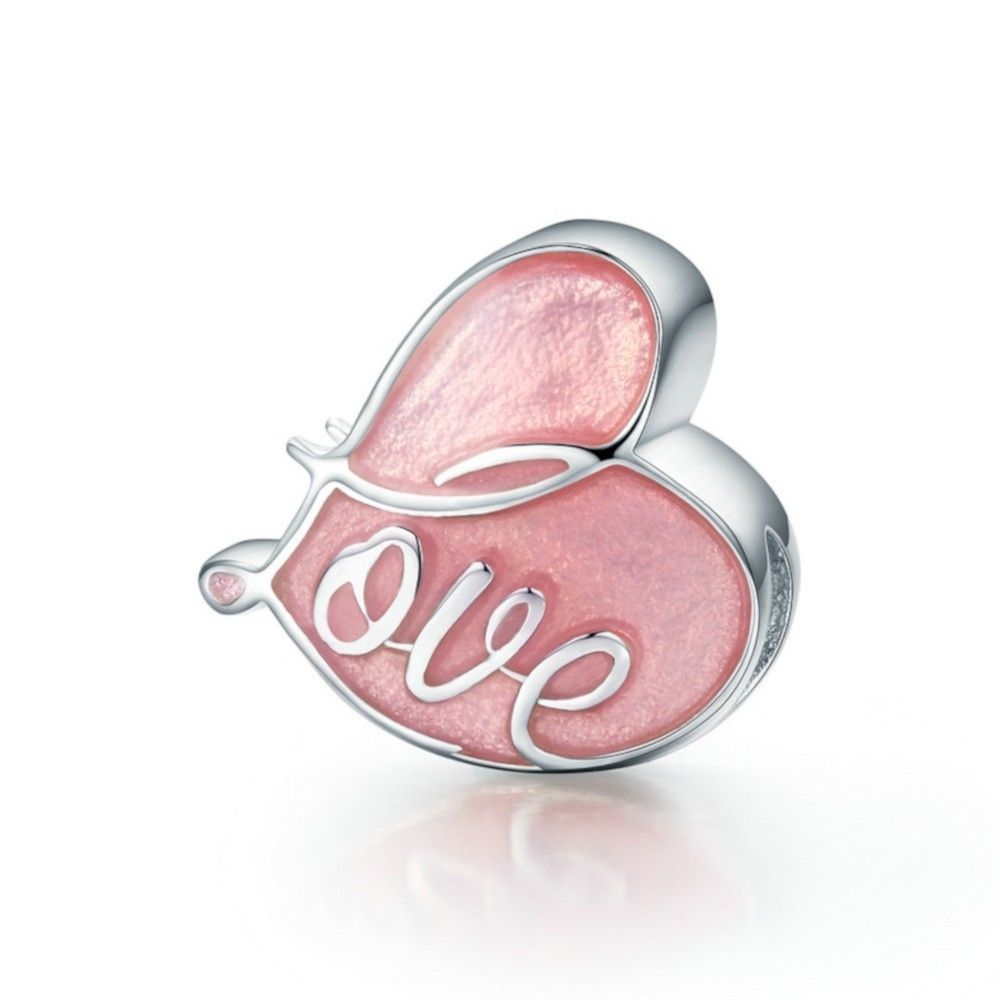 Sterling silver charm Flipped by love pink