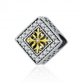 Sterling silver charm Square snowflake