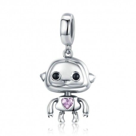 Sterling silver pendant charm Love robot