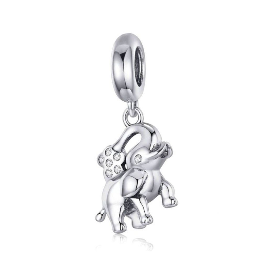 Sterling silver pendant charm Happy elephant