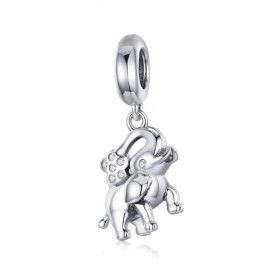 Zilveren hangende bedel Gelukkige olifant