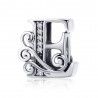 Charm alfabeto in argento lettera E con pietre di zirconia trasparente