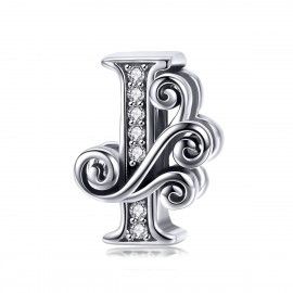 Charm alfabeto en plata de Ley letra I con piedras de zirconia transparente