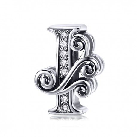 Charm alfabeto in argento lettera I con pietre di zirconia trasparente