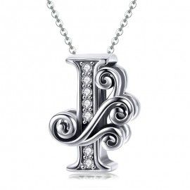 Sterling silver alphabet charm letter I with transparent zirconia stones