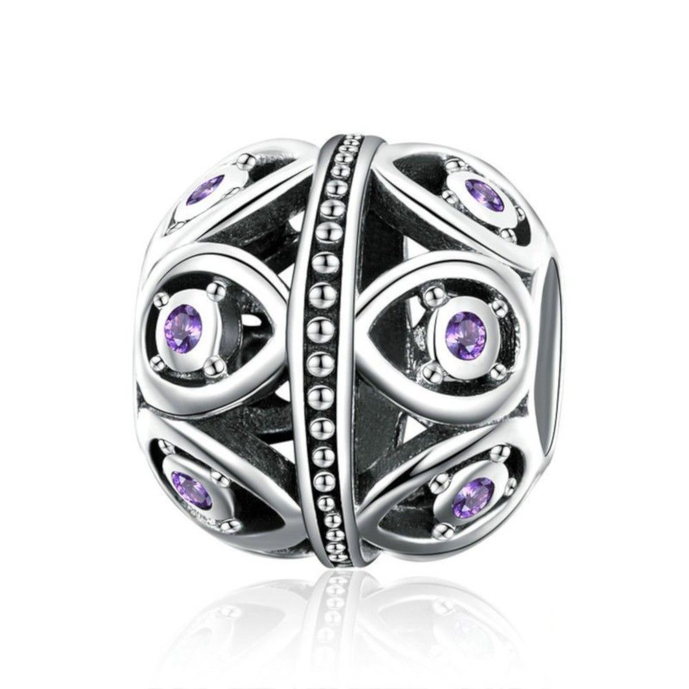 Sterling silver charm Elegant purple drop