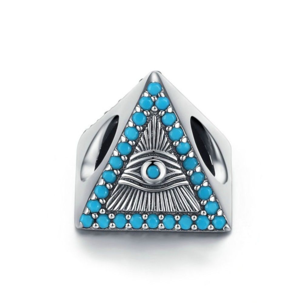 Charm en plata de Ley Triángulo de ojos azules mágicos