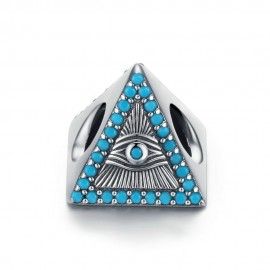 Charm en plata de Ley Triángulo de ojos azules mágicos