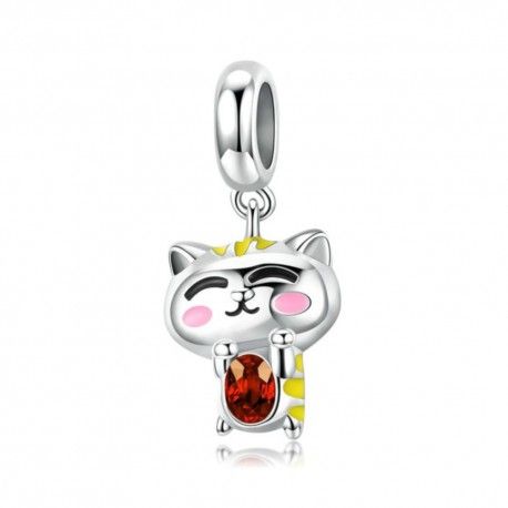 Sterling silver pendant charm Shy tiger