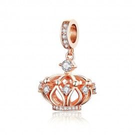Sterling silver pendant charm Crown rose gold plated