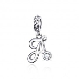 Charm pendente in argento lettera A