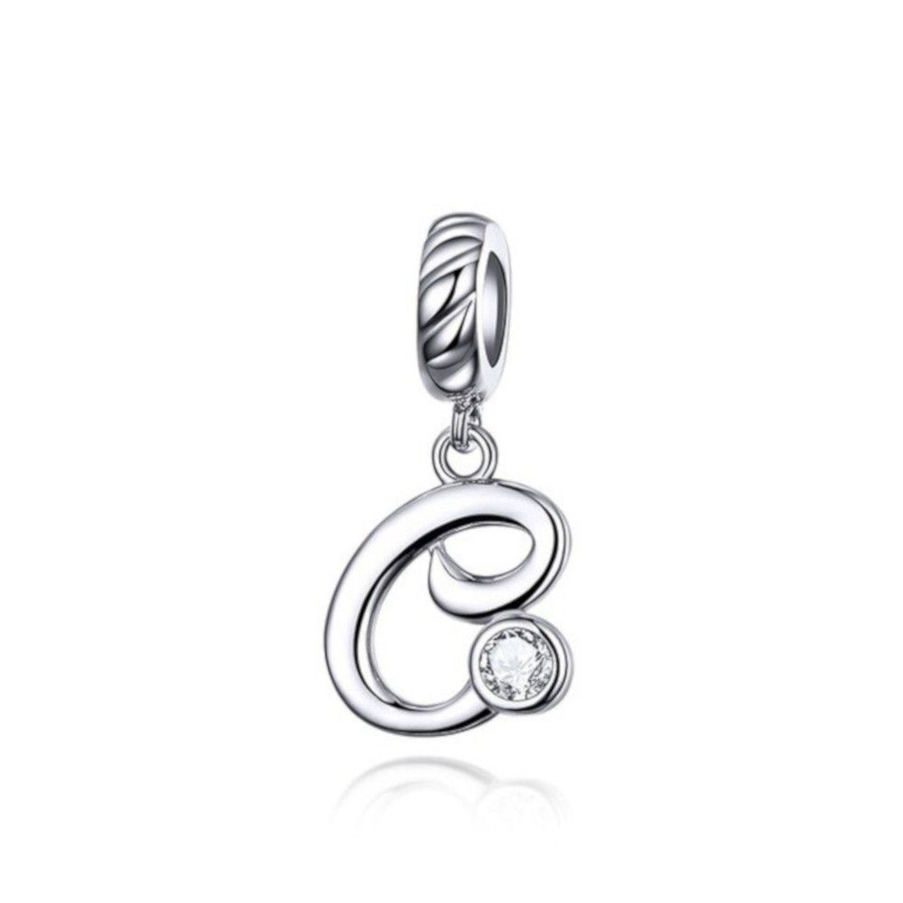 Charm pendente in argento lettera C