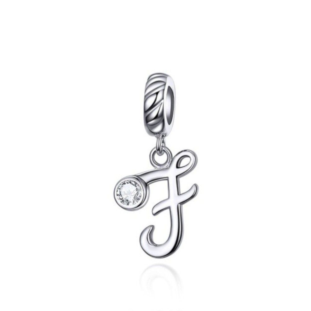 Sterling silver pendant charm letter F