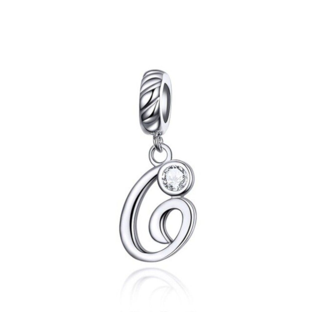 Charm pendente in argento lettera G
