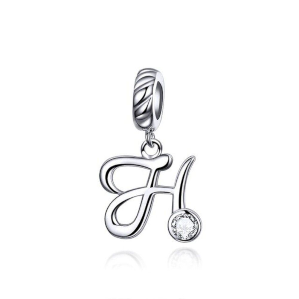 Zilveren hangende bedel letter H