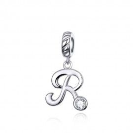 Charm pendente in argento lettera R