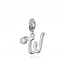 Sterling silver pendant charm letter W