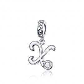 Charm pendente in argento lettera X