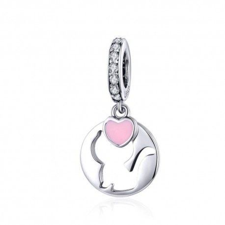 Sterling silver pendant charm Happy kitty