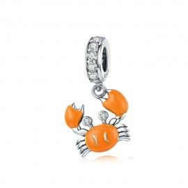 Sterling silver pendant charm Summer crab