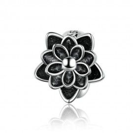 Charm en plata de Ley Flor de loto negro