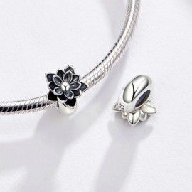Sterling silver charm Black lotus flower