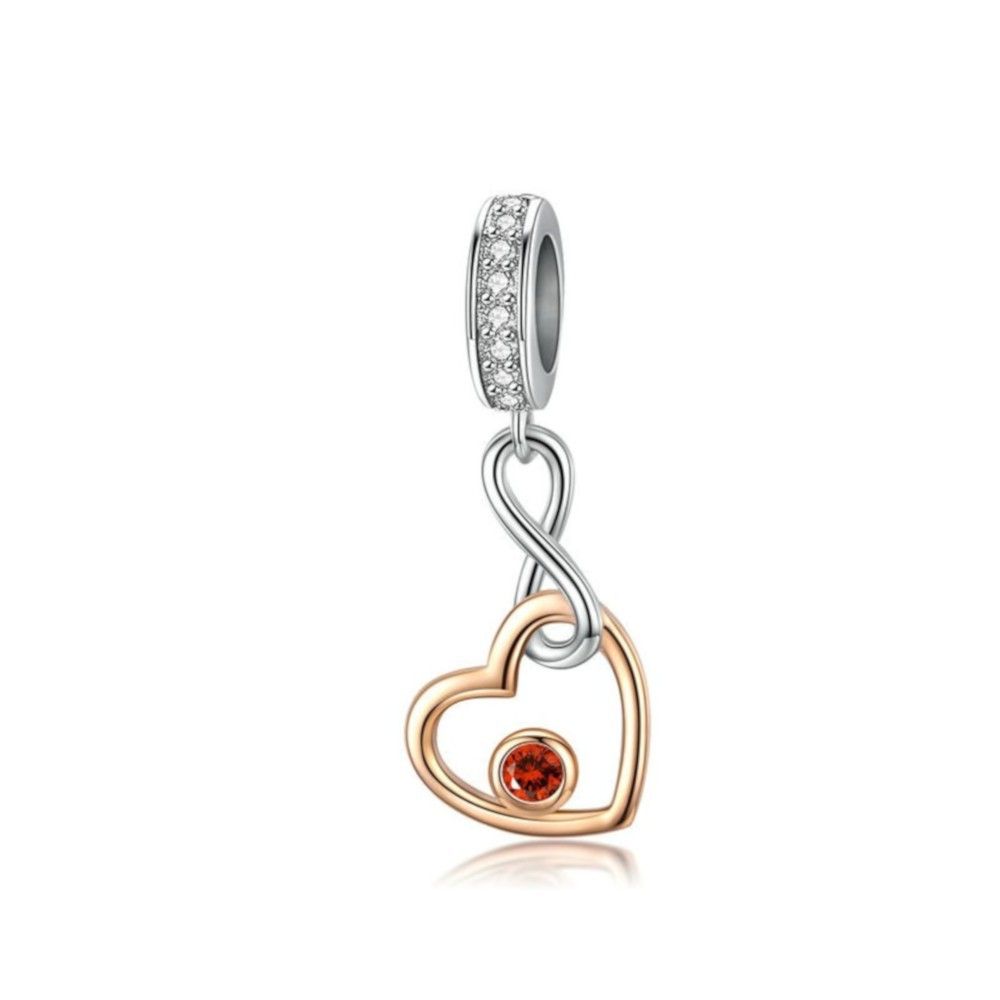 Sterling silver pendant charm with rose gold plated heart