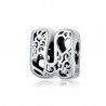 Sterling silver alphabet charm with hearts letter U