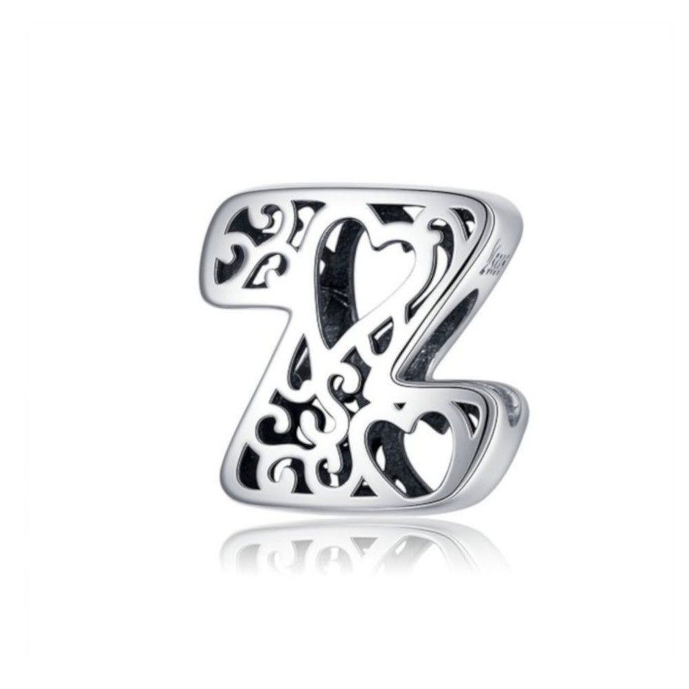 Charm alfabeto in argento lettera Z con con cuori