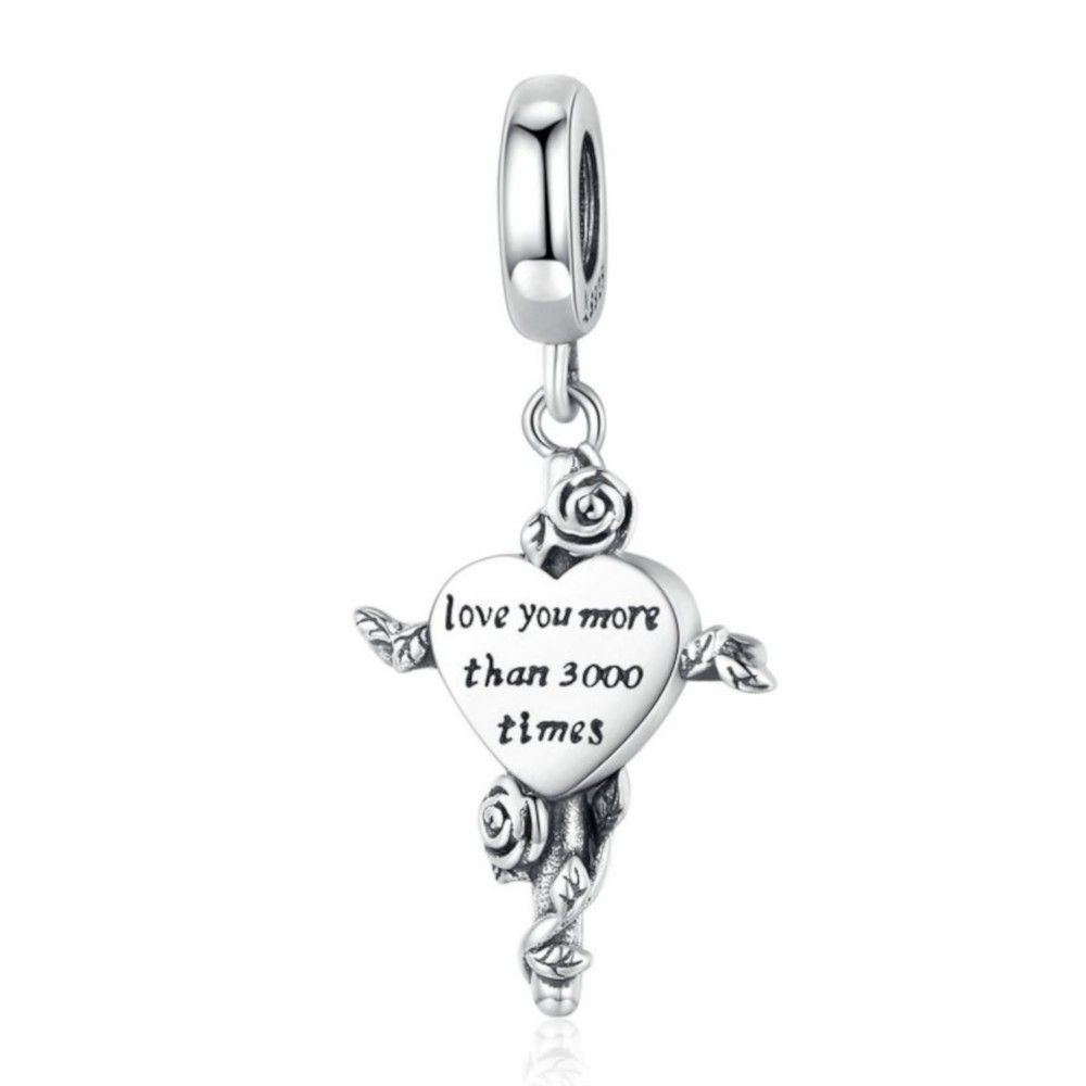 Sterling silver pendant charm Love you more than 3000 times