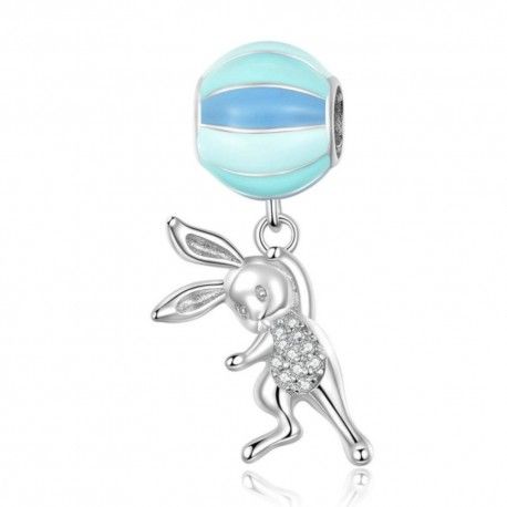 Sterling silver pendant charm Flying rabbit