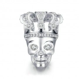 Sterling silver charm Skull with crown