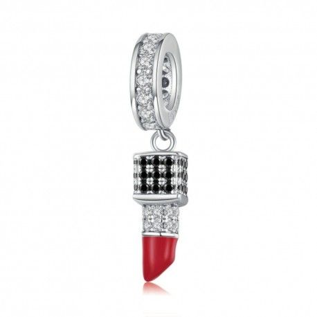 Sterling silver pendant charm Red lipstick