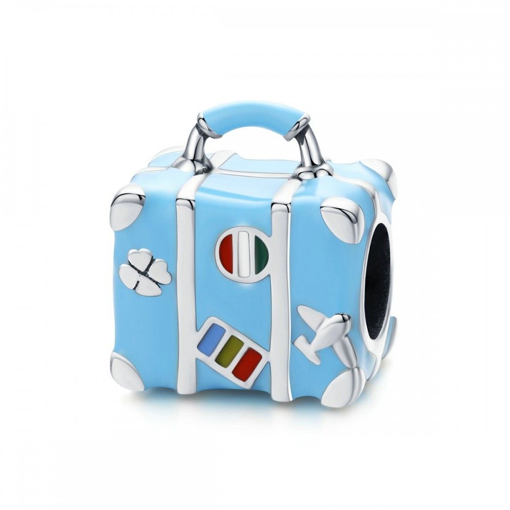 Sterling silver charm Blue suitcase
