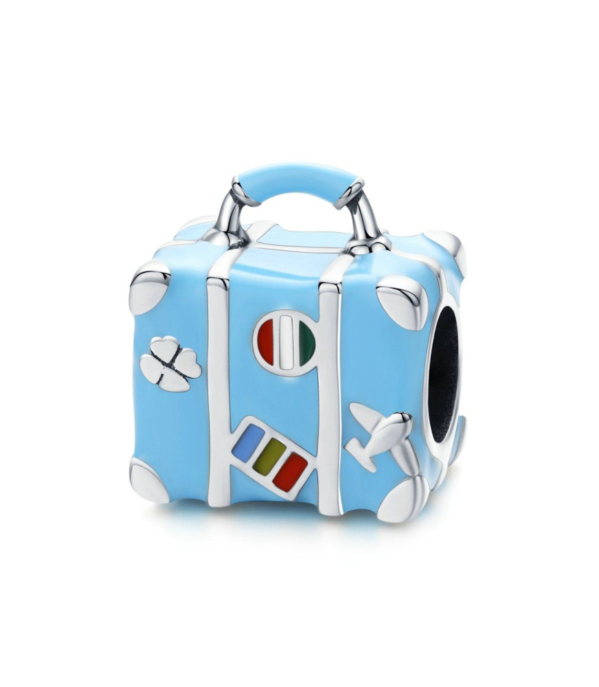 Sterling silver charm Blue suitcase