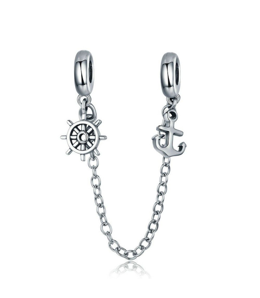 Sterling silver safety chain Voyage & rudder Sterling silver safety chain Voyage & rudder