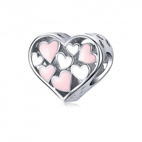 Zilveren bedel Romantisch hart